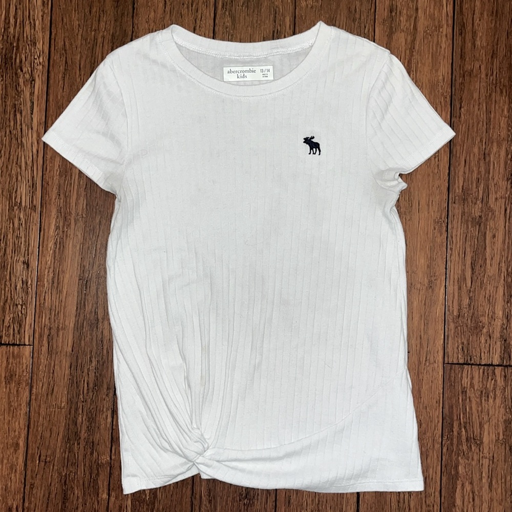 Abercrombie Kids White Ribbed Fitted T-Shirt